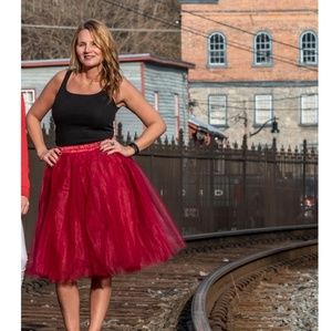 Women's High Waist A Line Midi/Knee Length Tulle